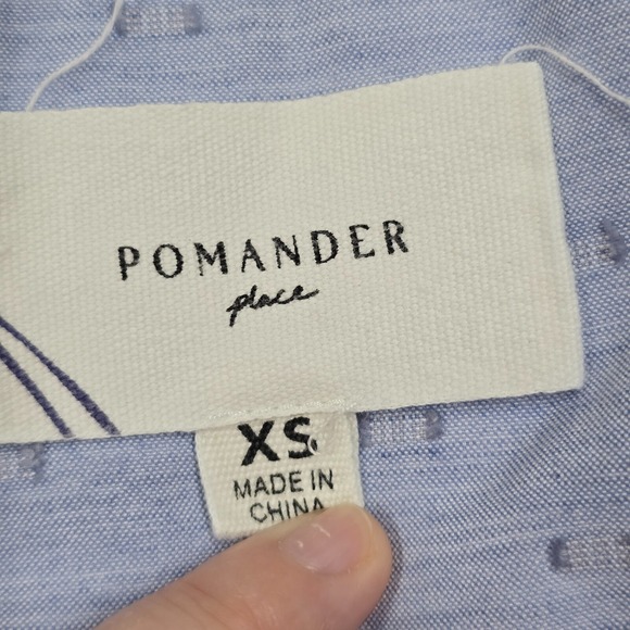 Pomander Place Women Chambray Puff Sleeve‎ Blouse Size XS Feminine Preppy - Picture 6 of 12